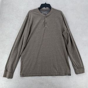 Eddie Bauer Shirt‎ Oatmeal Henley Heritage Wash Long Sleeve TShirt Mens TL